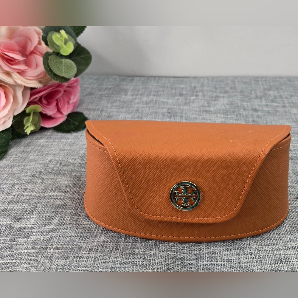 Tory Burch Sunglasses Faux Leather Case Magnetic Closure Brown‎ Terracotta Color
